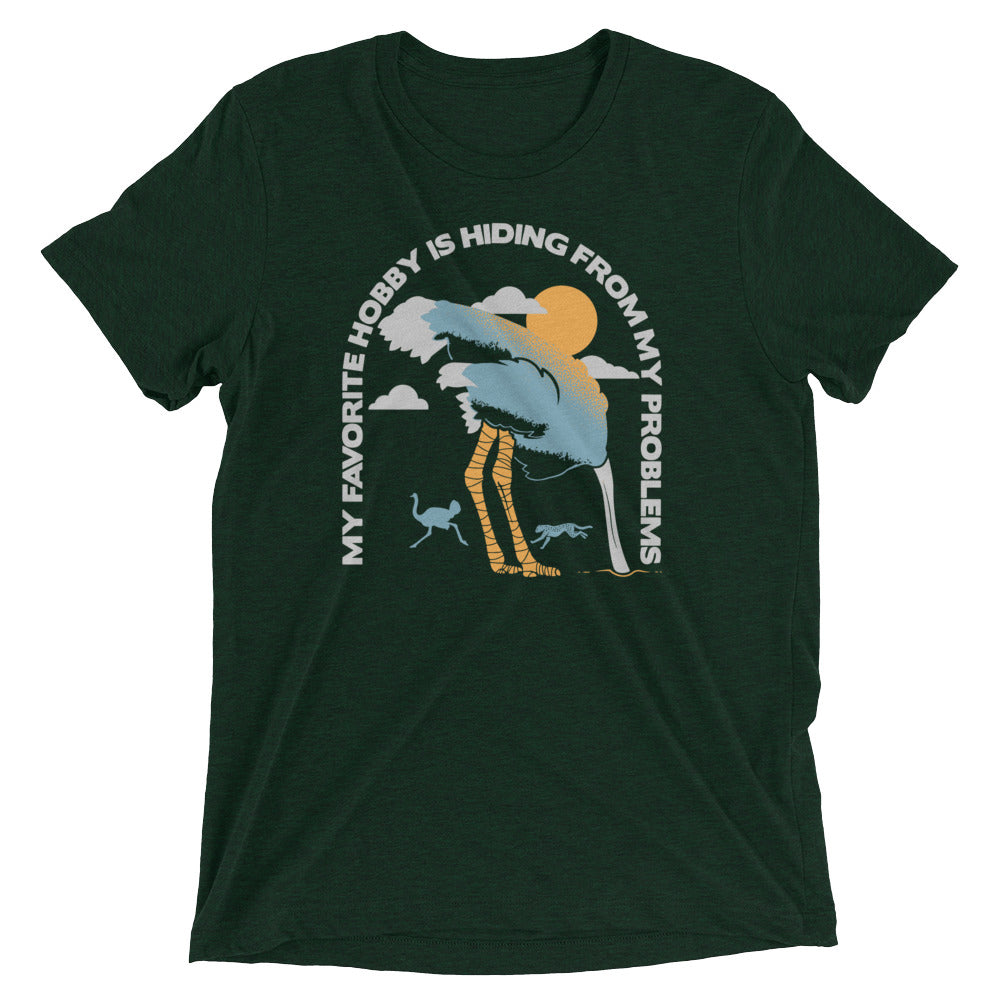 My Favorite Hobby Is Hiding From My Problems Men's Tri-Blend Tee Hoodie, Sweatshirt | PureTeeCo.com (Image 2)
