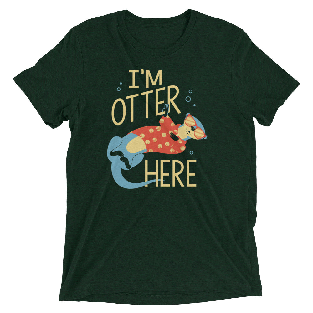 I'm Otter Here Men's Tri-Blend Tee Hoodie, Sweatshirt | PureTeeCo.com (Image 3)