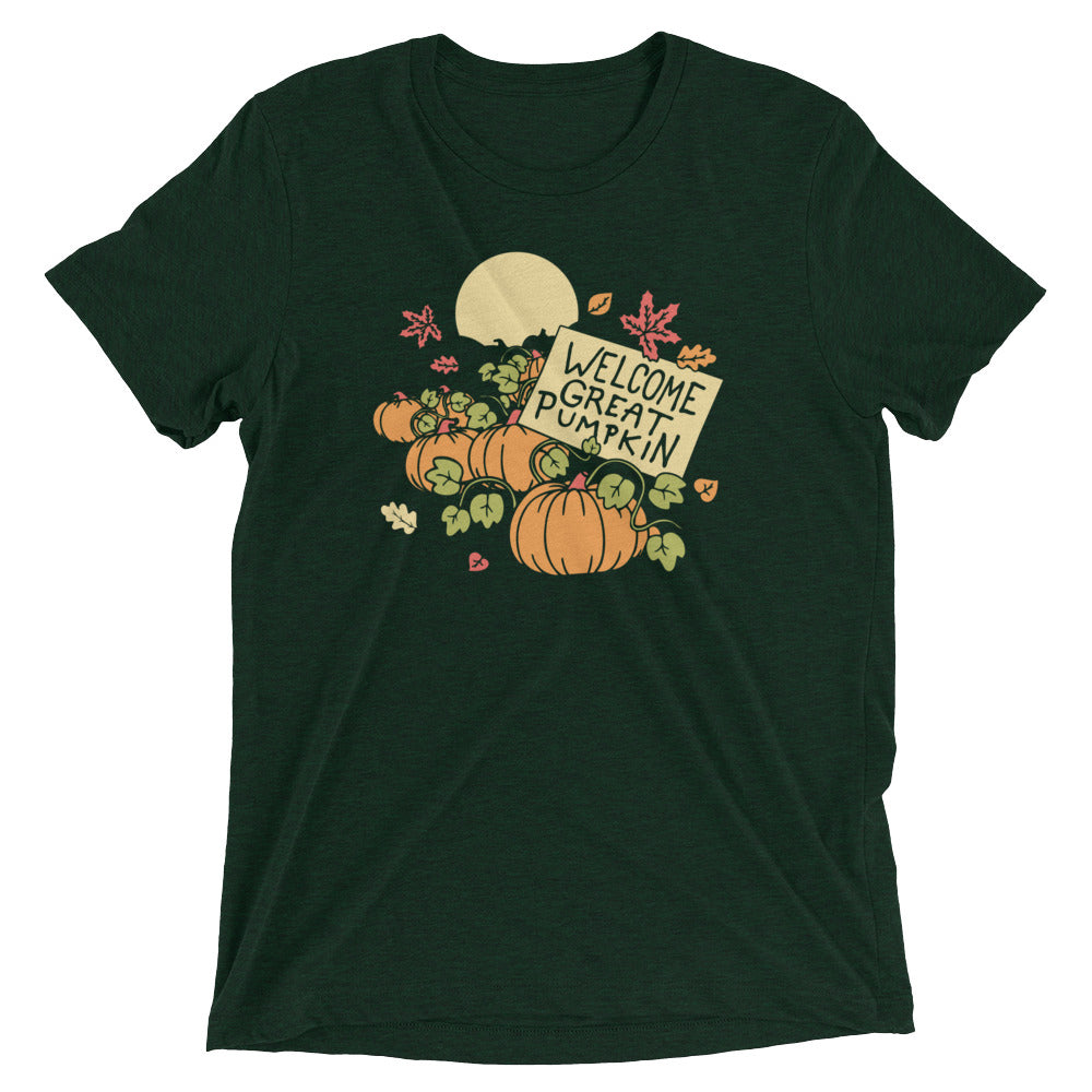 Welcome Great Pumpkin Men's Tri-Blend Tee Hoodie, Sweatshirt | PureTeeCo.com (Image 2)
