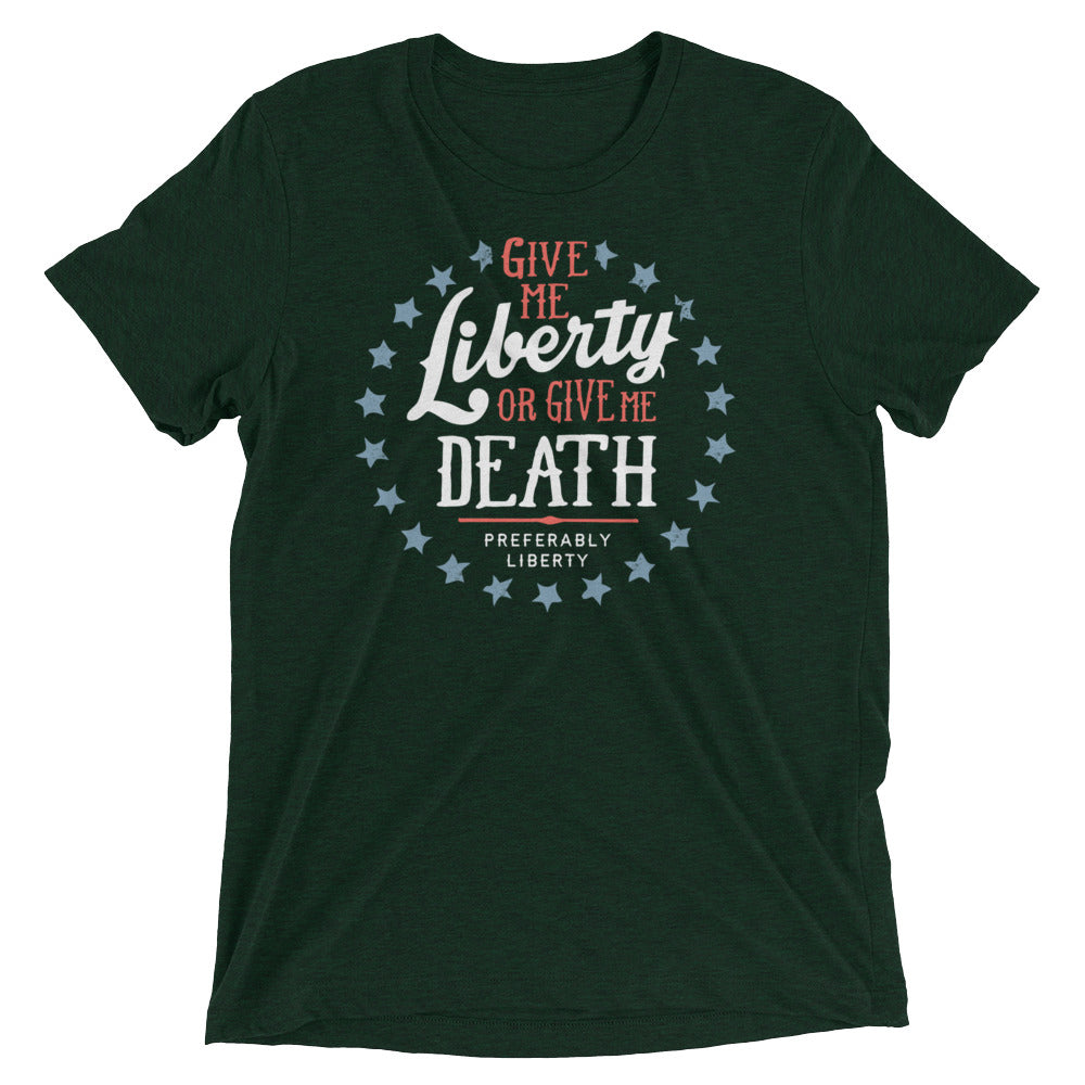 Liberty Or Death, Preferably Liberty Men's Tri-Blend Tee Hoodie, Sweatshirt | PureTeeCo.com (Image 2)