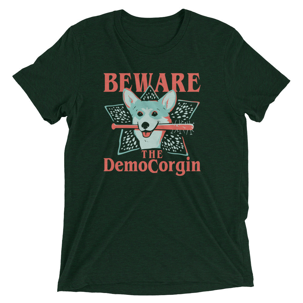 The DemoCorgin Men's Tri-Blend Tee Hoodie, Sweatshirt | PureTeeCo.com (Image 2)
