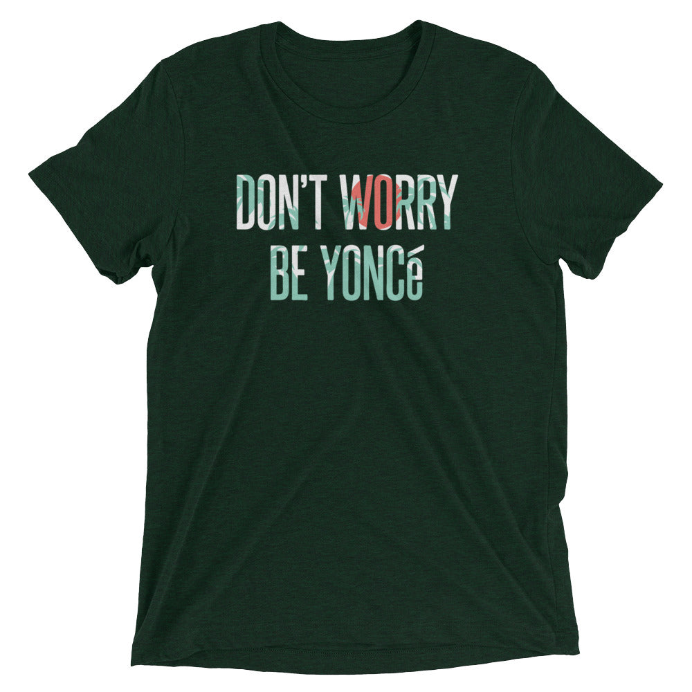 Don't Worry Be Yonce Men's Tri-Blend Tee Hoodie, Sweatshirt | PureTeeCo.com (Image 2)