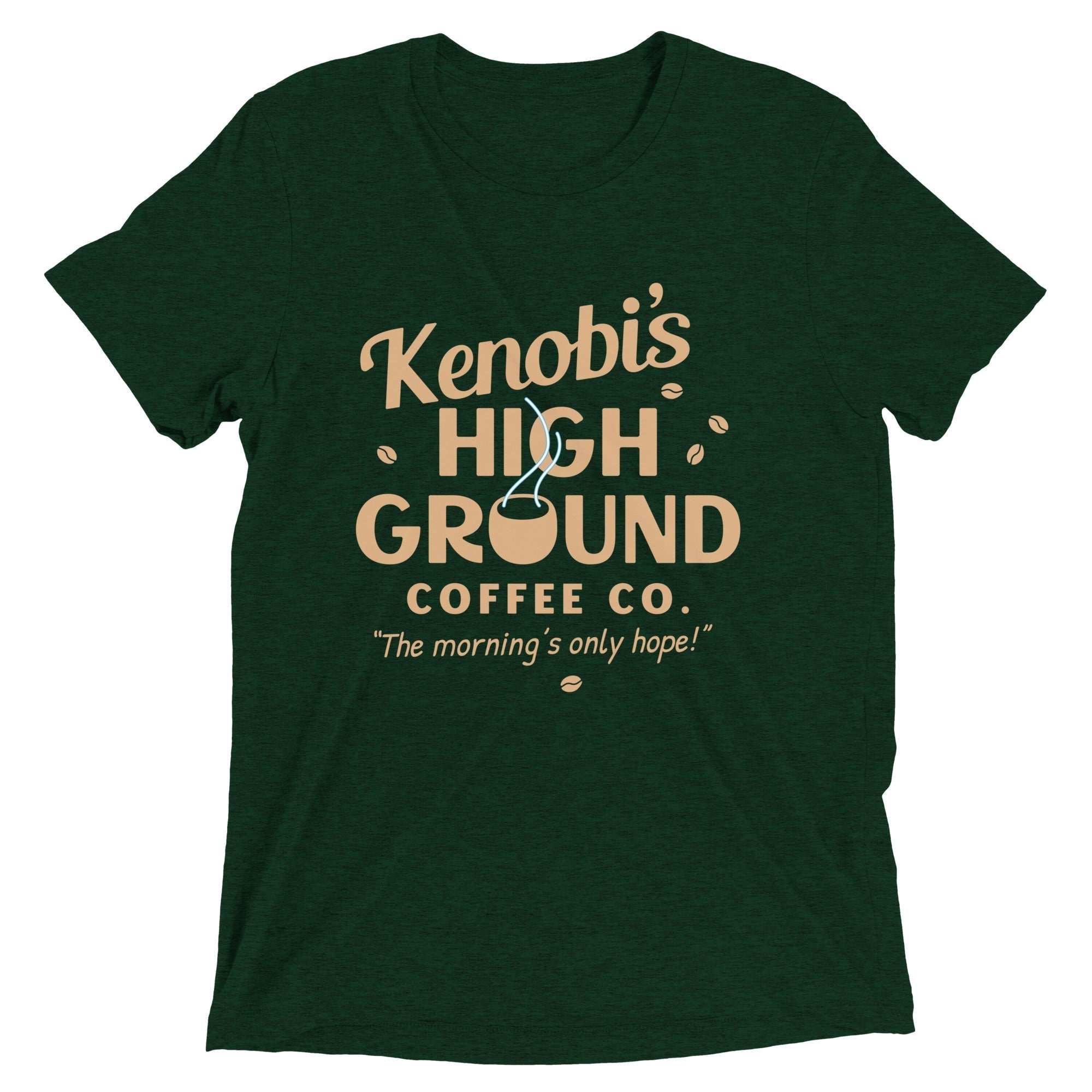 Kenobi's High Ground Coffee Co Men's Tri-Blend Tee Hoodie, Sweatshirt | PureTeeCo.com (Image 3)