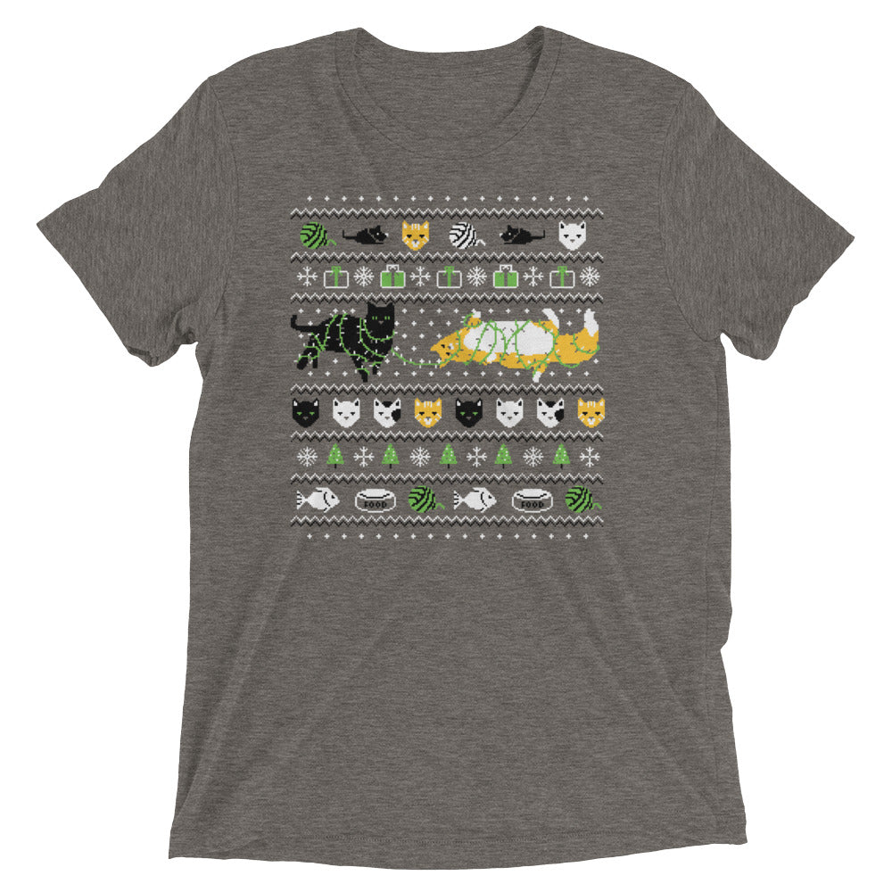 Ugly Cat Sweater Men's Tri-Blend Tee Hoodie, Sweatshirt | PureTeeCo.com (Image 3)