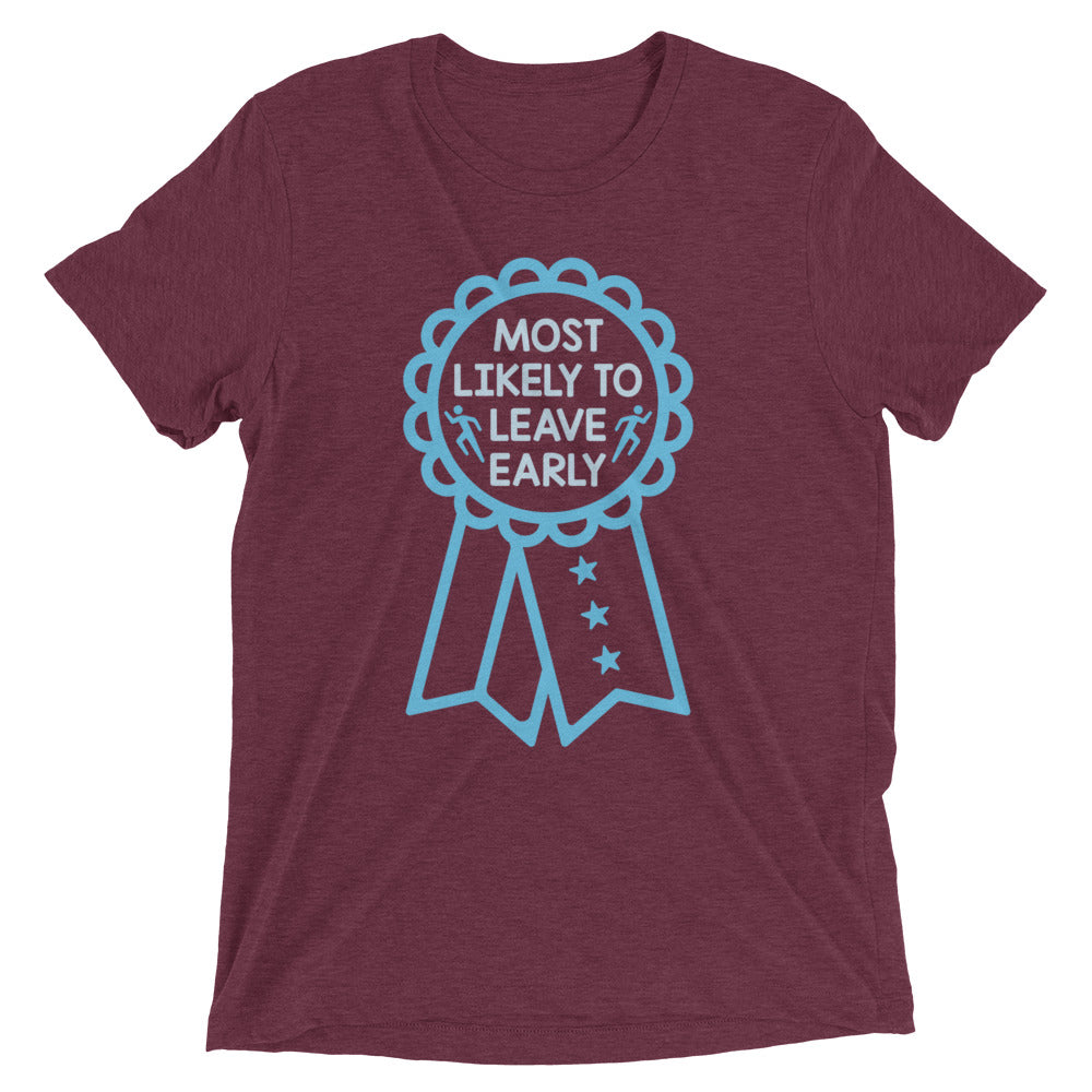 Most Likely To Leave Early Men's Tri-Blend Tee Hoodie, Sweatshirt | PureTeeCo.com (Image 4)