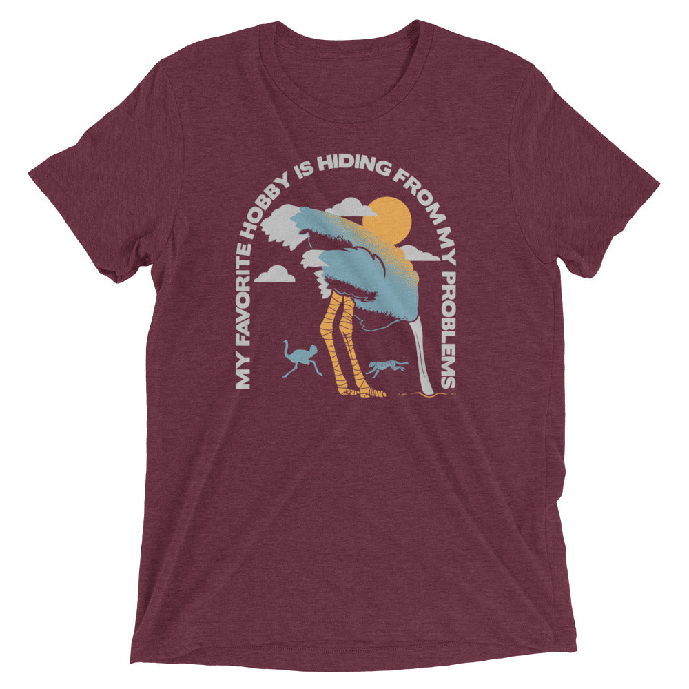 My Favorite Hobby Is Hiding From My Problems Men's Tri-Blend Tee Hoodie, Sweatshirt | PureTeeCo.com (Image 3)