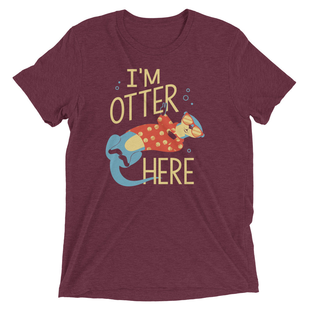 I'm Otter Here Men's Tri-Blend Tee Hoodie, Sweatshirt | PureTeeCo.com (Image 4)