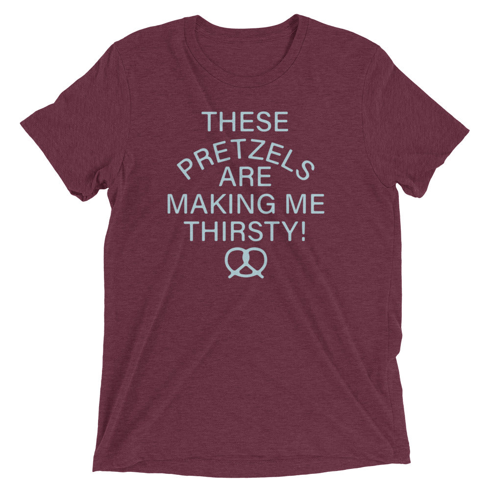 These Pretzels Are Making Me Thirsty! Men's Tri-Blend Tee Hoodie, Sweatshirt | PureTeeCo.com (Image 3)
