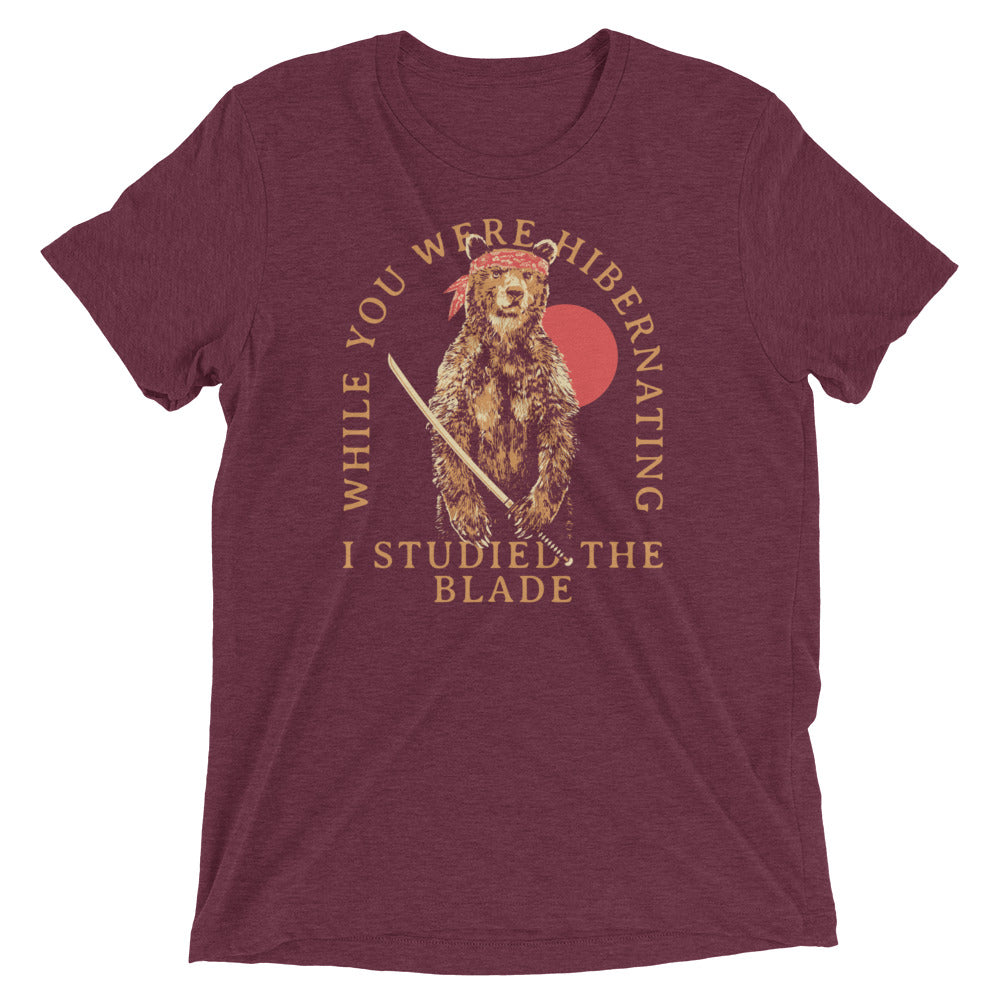 I Studied The Blade Men's Tri-Blend Tee Hoodie, Sweatshirt | PureTeeCo.com (Image 4)