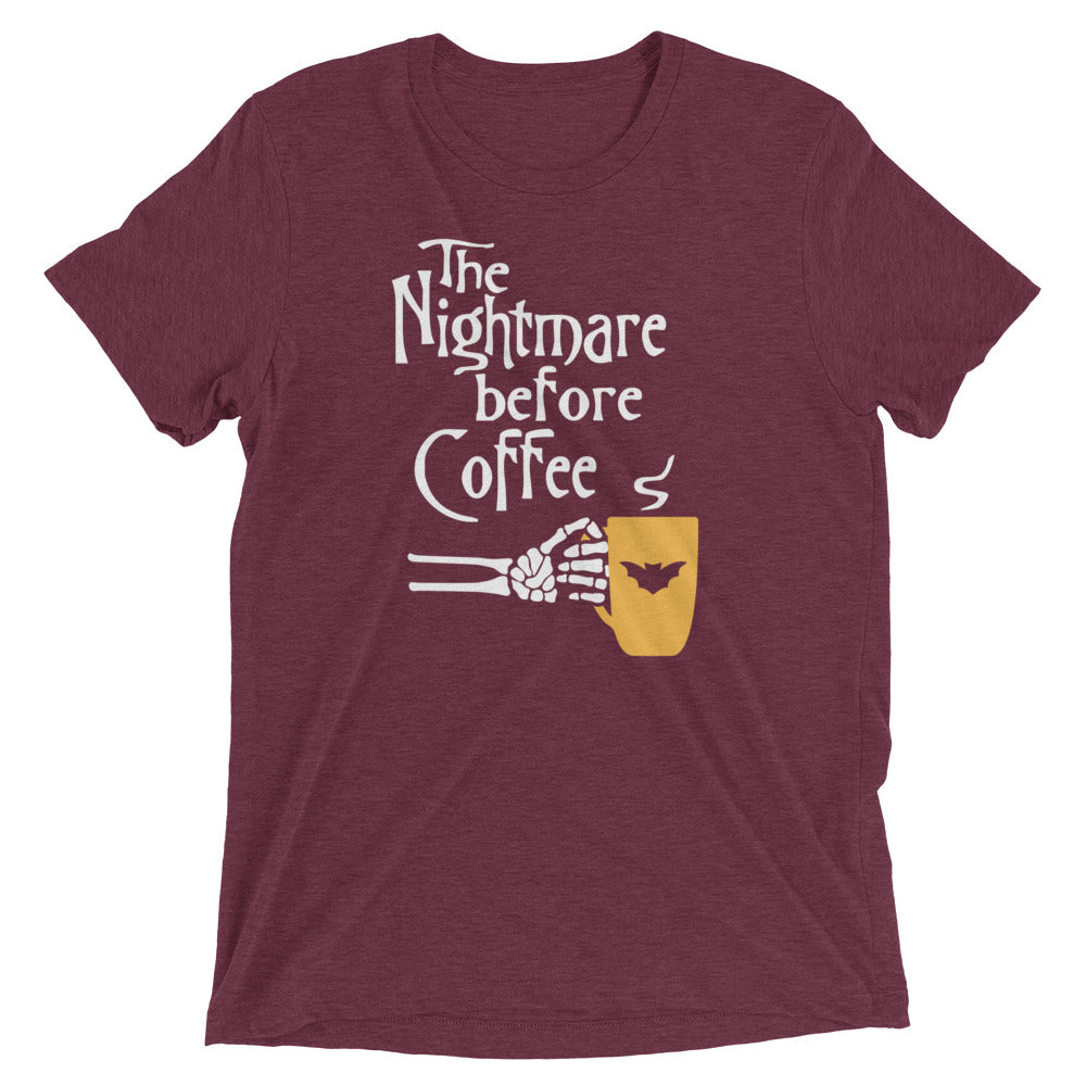 The Nightmare Before Coffee Men's Tri-Blend Tee Hoodie, Sweatshirt | PureTeeCo.com (Image 3)