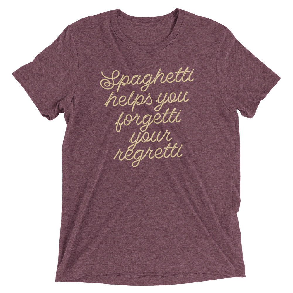 Spaghetti Helps You Forgetti Your Regretti Men's Tri-Blend Tee Hoodie, Sweatshirt | PureTeeCo.com (Image 5)