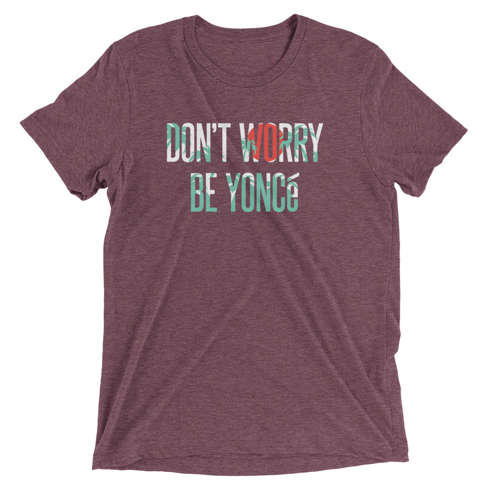 Don't Worry Be Yonce Men's Tri-Blend Tee Hoodie, Sweatshirt | PureTeeCo.com (Image 4)