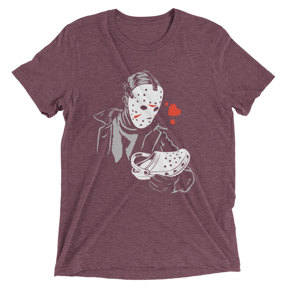 Jason Loves Crocs Men's Tri-Blend Tee Hoodie, Sweatshirt | PureTeeCo.com (Image 5)