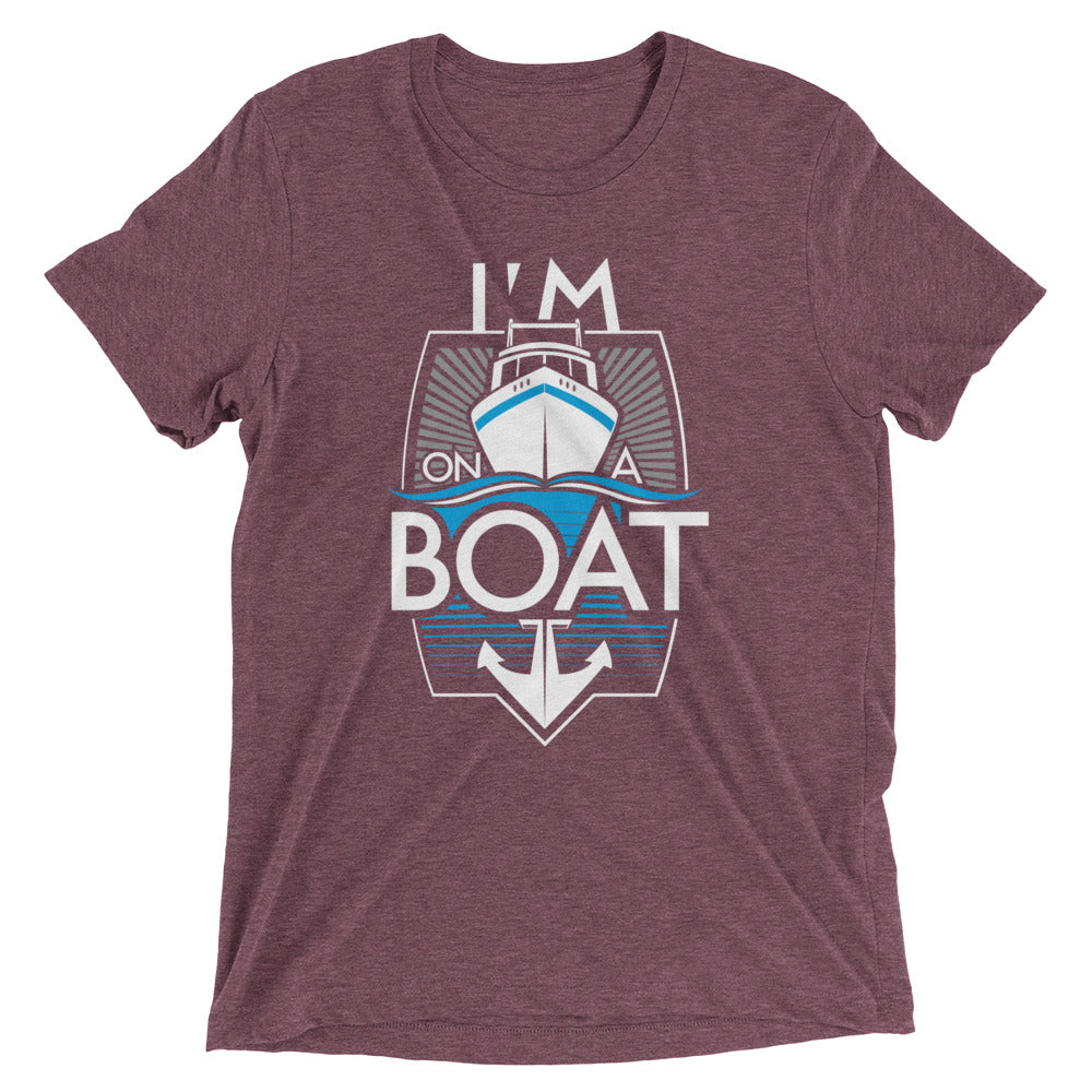 I'm On A Boat Men's Tri-Blend Tee Hoodie, Sweatshirt | PureTeeCo.com (Image 5)