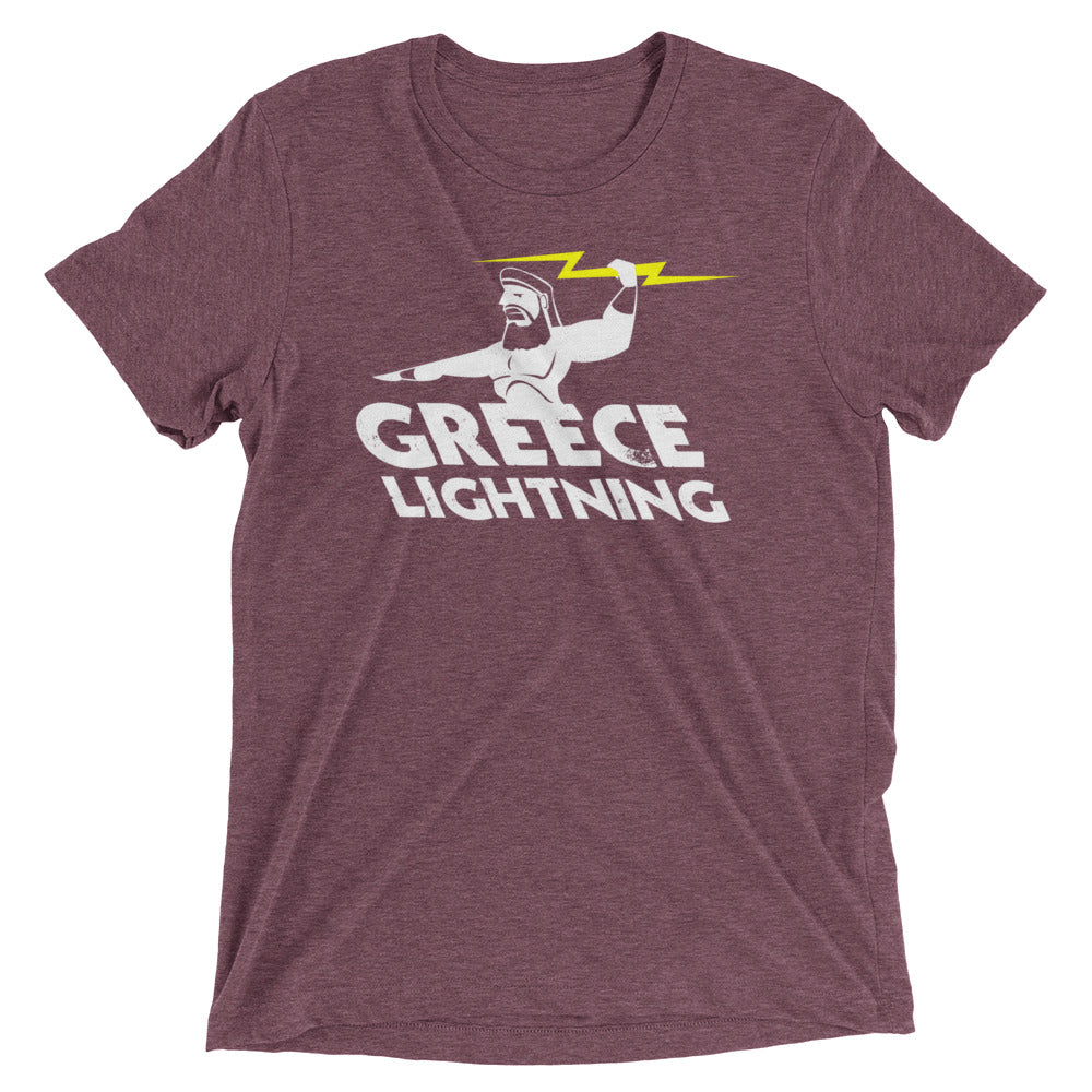 Greece Lightning Men's Tri-Blend Tee Hoodie, Sweatshirt | PureTeeCo.com (Image 3)
