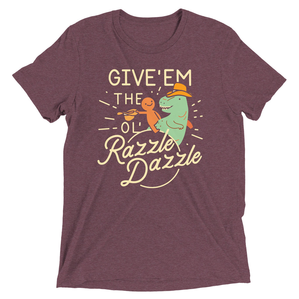 Give'em The Ol' Razzle Dazzle Men's Tri-Blend Tee Hoodie, Sweatshirt | PureTeeCo.com (Image 4)