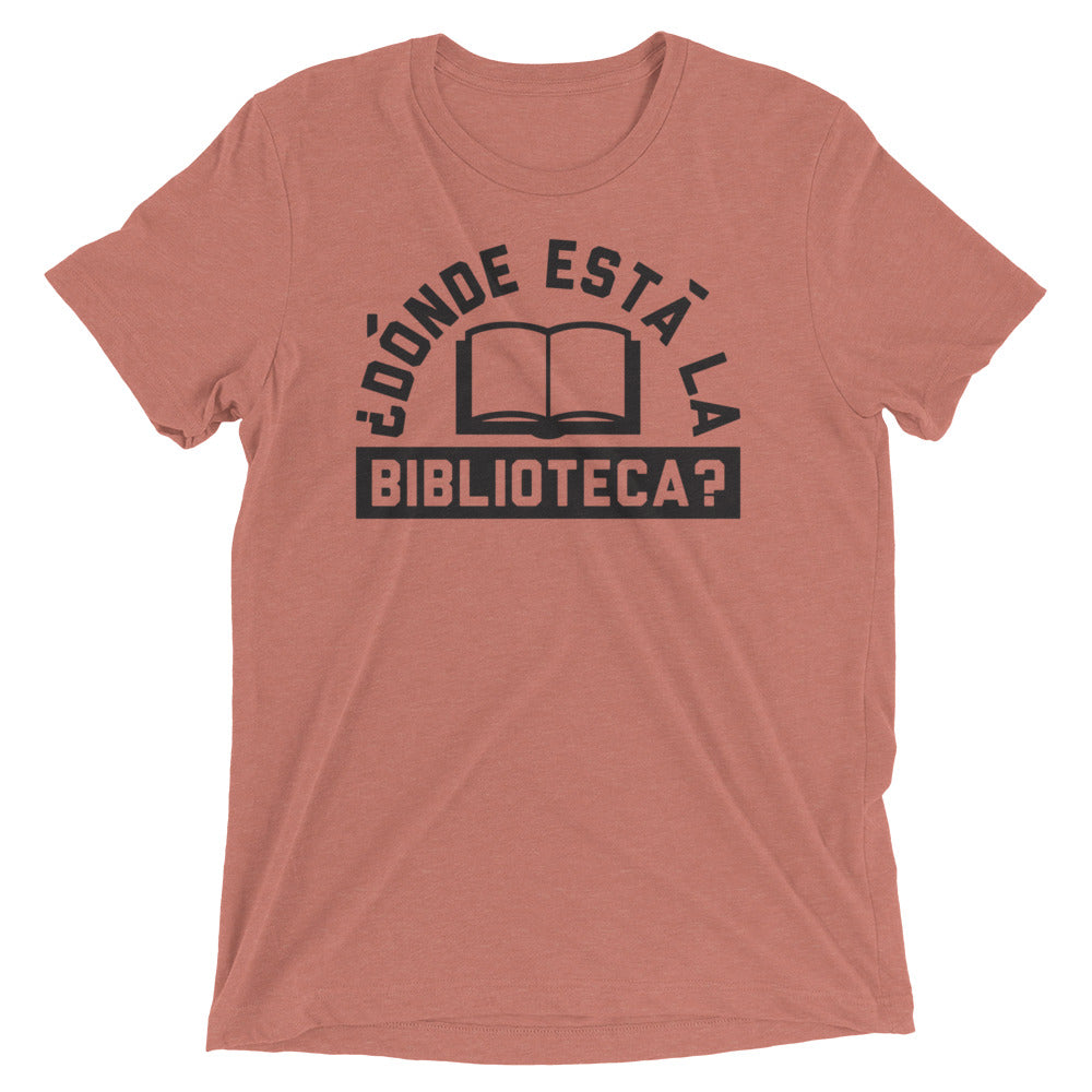 Donde Esta La Biblioteca? Men's Tri-Blend Tee Hoodie, Sweatshirt | PureTeeCo.com (Image 3)