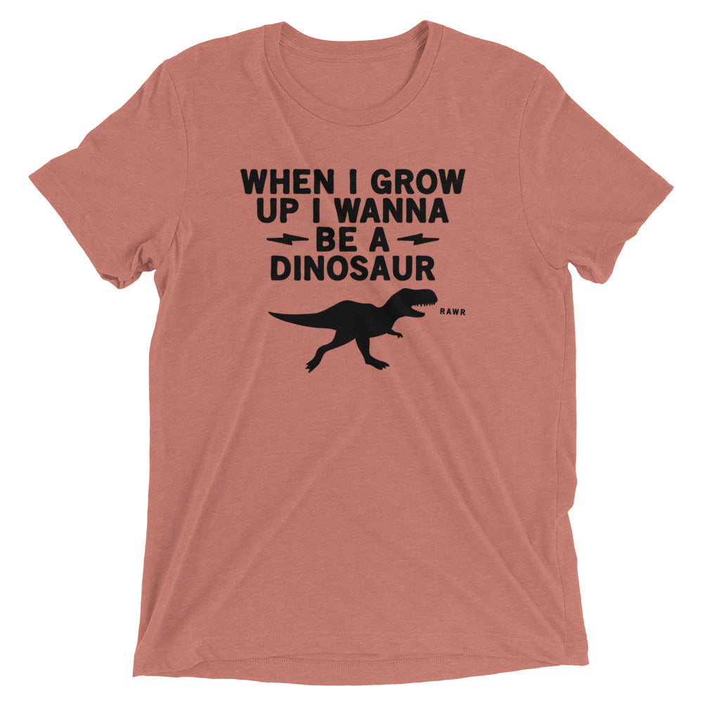 When I Grow Up I Wanna Be A Dinosaur Men's Tri-Blend Tee Hoodie, Sweatshirt | PureTeeCo.com (Image 3)