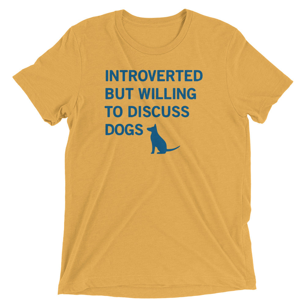 Introverted But Willing To Discuss Dogs Men's Tri-Blend Tee Hoodie, Sweatshirt | PureTeeCo.com (Image 4)