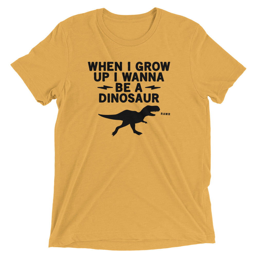 When I Grow Up I Wanna Be A Dinosaur Men's Tri-Blend Tee Hoodie, Sweatshirt | PureTeeCo.com (Image 5)