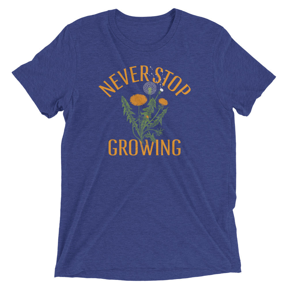 Never Stop Growing Men's Tri-Blend Tee Hoodie, Sweatshirt | PureTeeCo.com (Image 3)