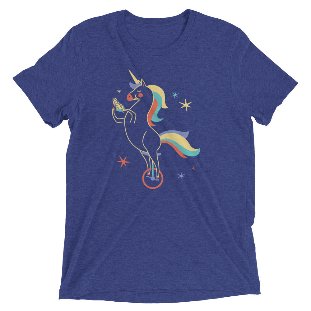 Unicycling Unicorn With Corn Men's Tri-Blend Tee Hoodie, Sweatshirt | PureTeeCo.com (Image 5)