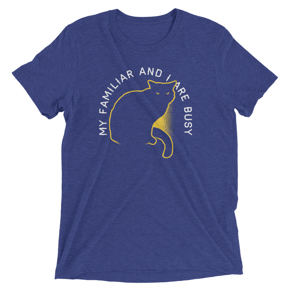 My Familiar And I Are Busy Men's Tri-Blend Tee Hoodie, Sweatshirt | PureTeeCo.com (Image 4)