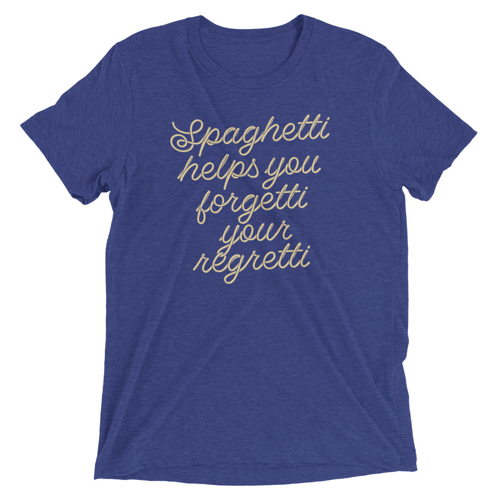Spaghetti Helps You Forgetti Your Regretti Men's Tri-Blend Tee Hoodie, Sweatshirt | PureTeeCo.com (Image 4)