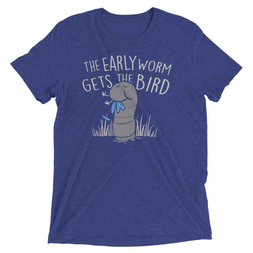 The Early Worm Gets The Bird Men's Tri-Blend Tee Hoodie, Sweatshirt | PureTeeCo.com (Image 1)