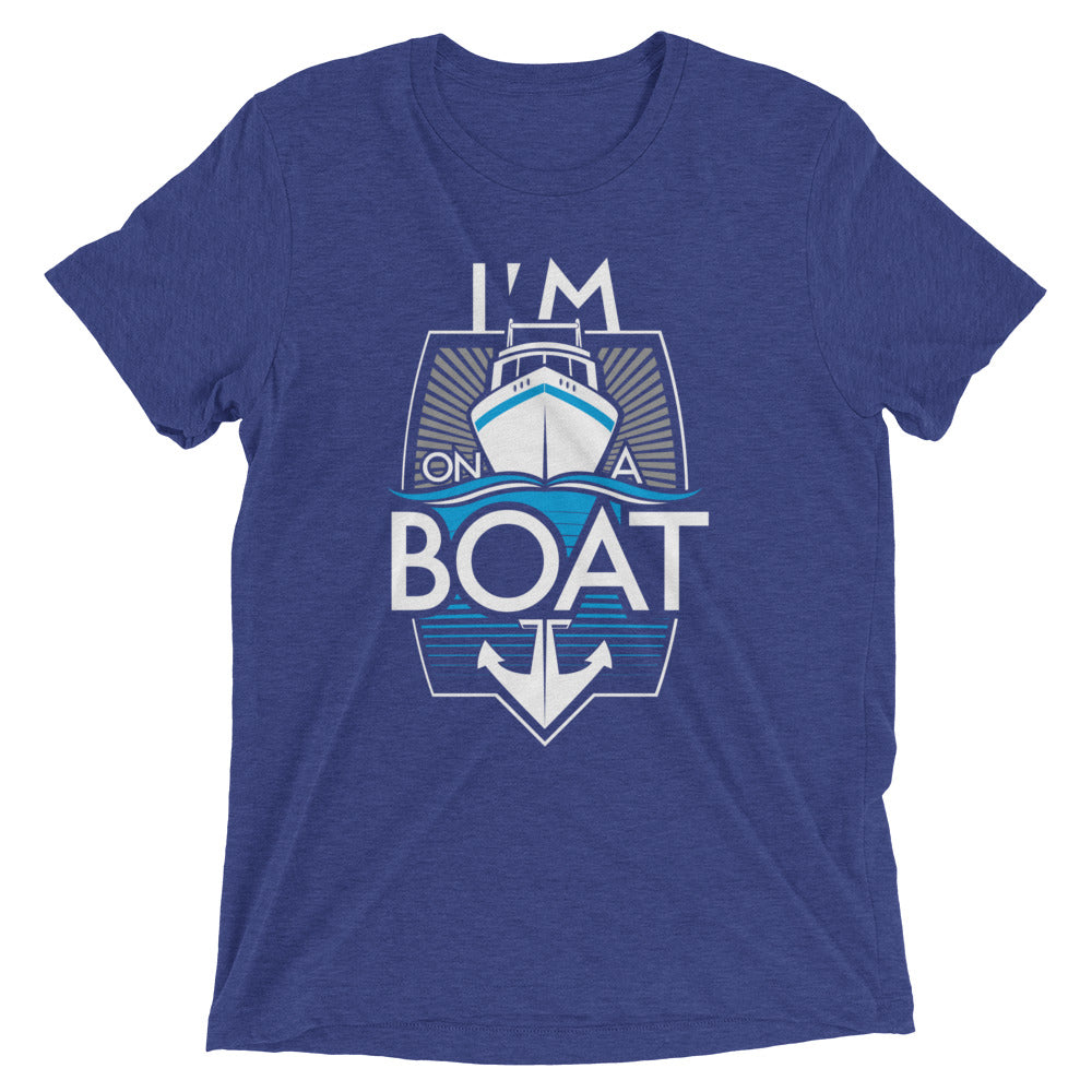 I'm On A Boat Men's Tri-Blend Tee Hoodie, Sweatshirt | PureTeeCo.com (Image 1)
