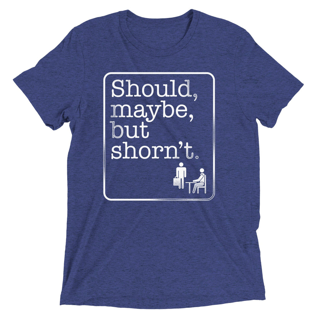 Should, Maybe, But Shorn't Men's Tri-Blend Tee Hoodie, Sweatshirt | PureTeeCo.com (Image 3)
