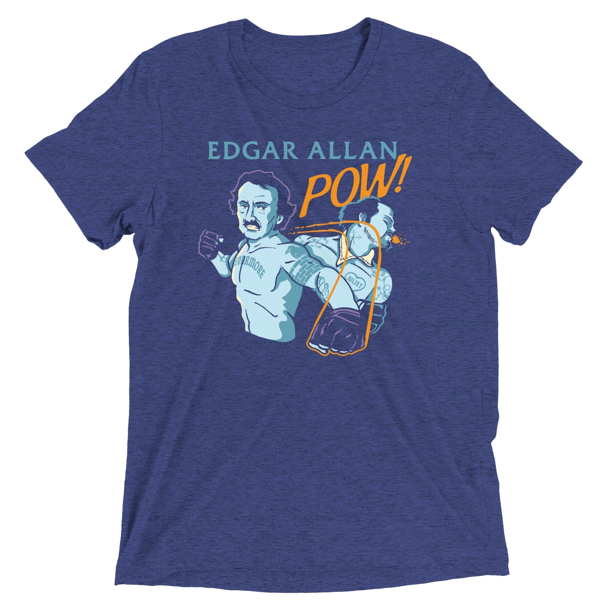Edgar Allan Pow! Men's Tri-Blend Tee Hoodie, Sweatshirt | PureTeeCo.com (Image 1)