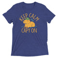 Keep Calm And Capy On Men's Tri-Blend Tee Hoodie, Sweatshirt | PureTeeCo.com (Image 1)