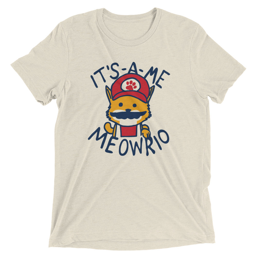 It's-a-me Meowrio Men's Tri-Blend Tee Hoodie, Sweatshirt | PureTeeCo.com (Image 3)