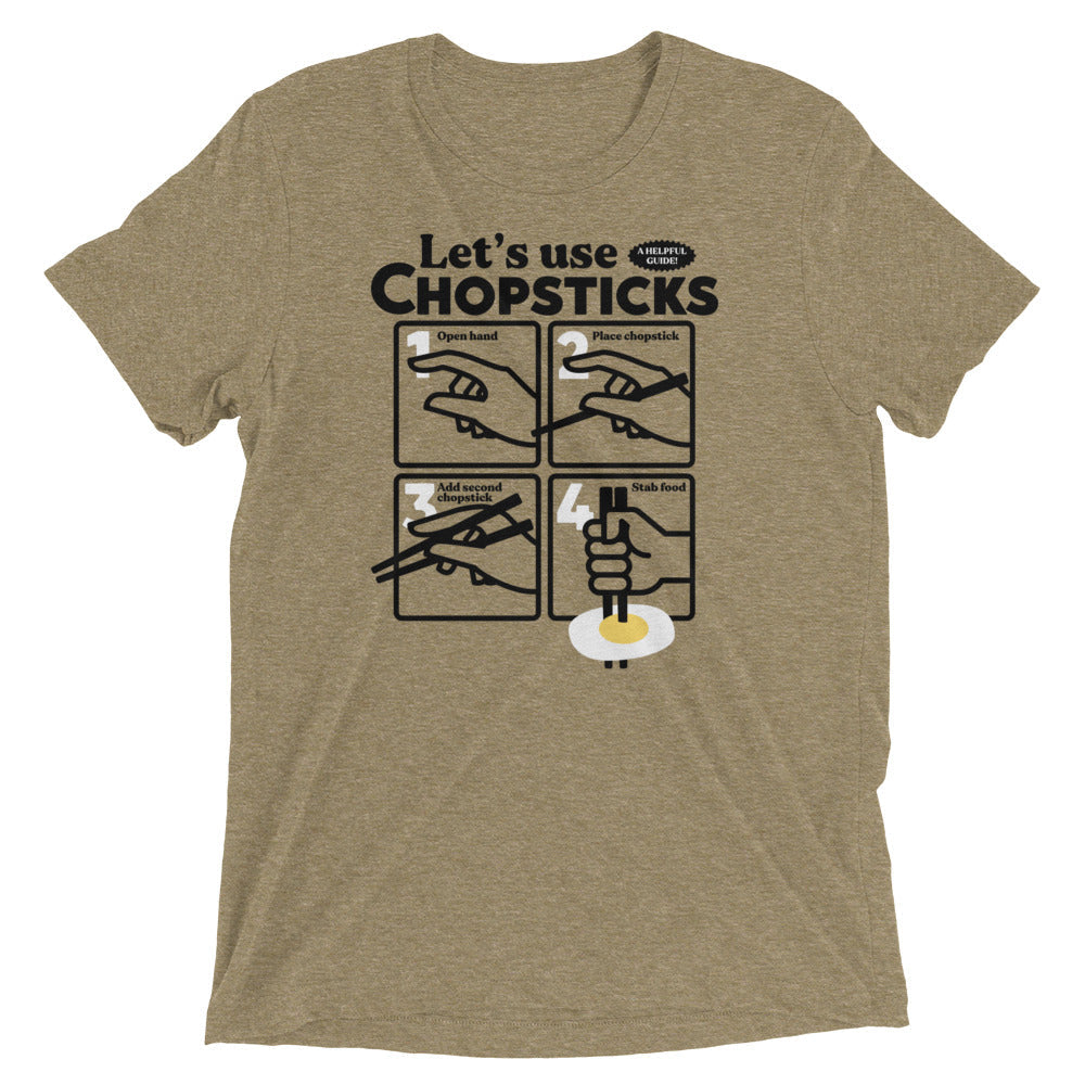 Let's Use Chopsticks Men's Tri-Blend Tee Hoodie, Sweatshirt | PureTeeCo.com (Image 3)