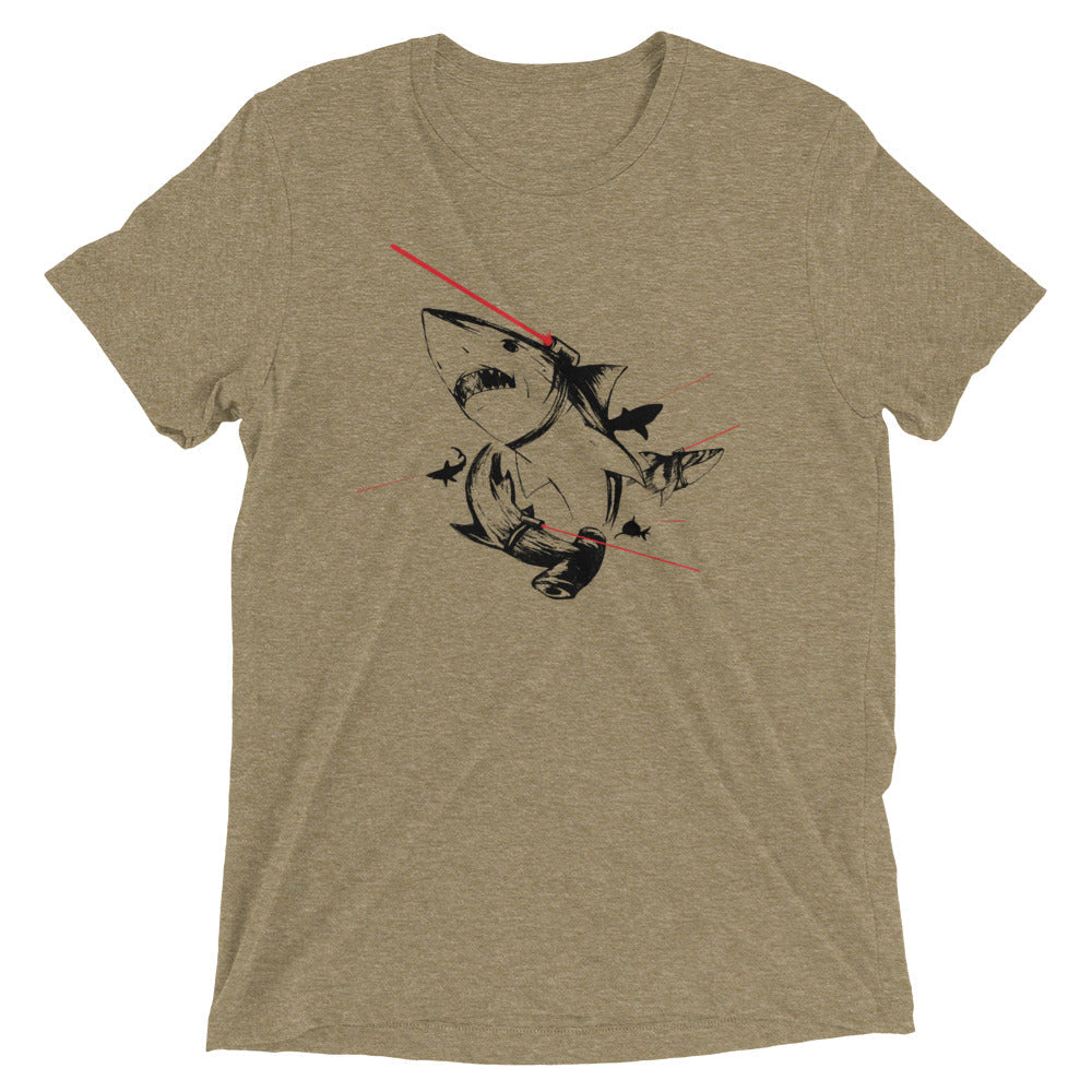 Sharks With Lasers Men's Tri-Blend Tee Hoodie, Sweatshirt | PureTeeCo.com (Image 2)