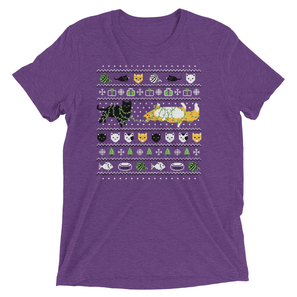 Ugly Cat Sweater Men's Tri-Blend Tee Hoodie, Sweatshirt | PureTeeCo.com (Image 2)