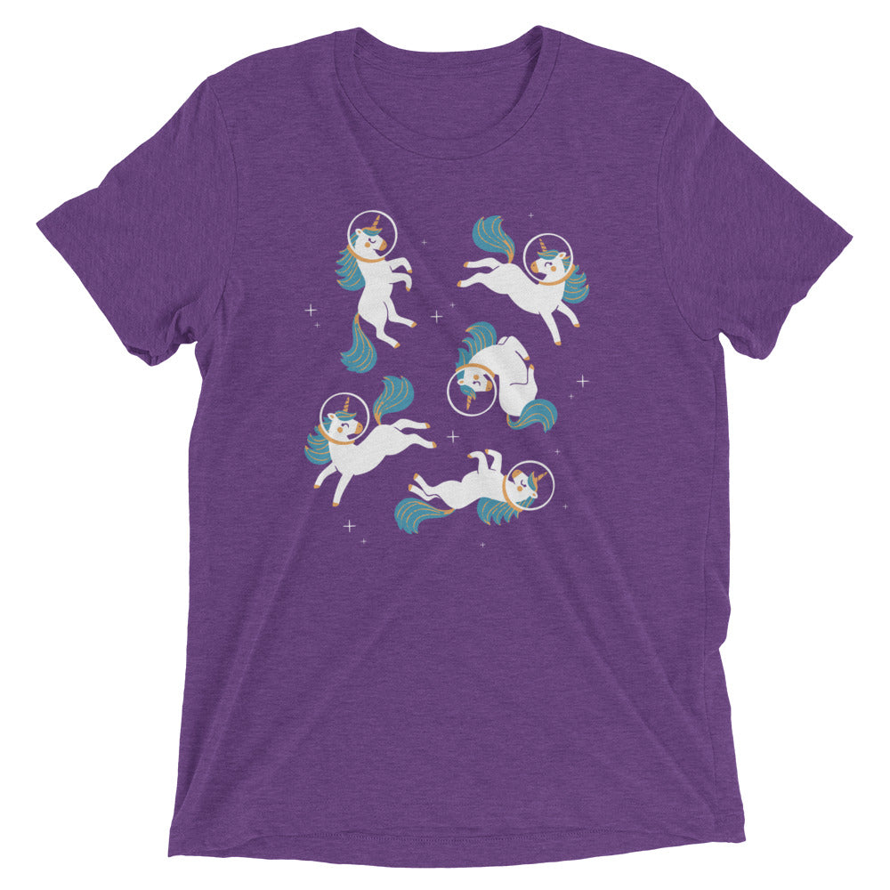 Unicorns In Space Men's Tri-Blend Tee Hoodie, Sweatshirt | PureTeeCo.com (Image 3)