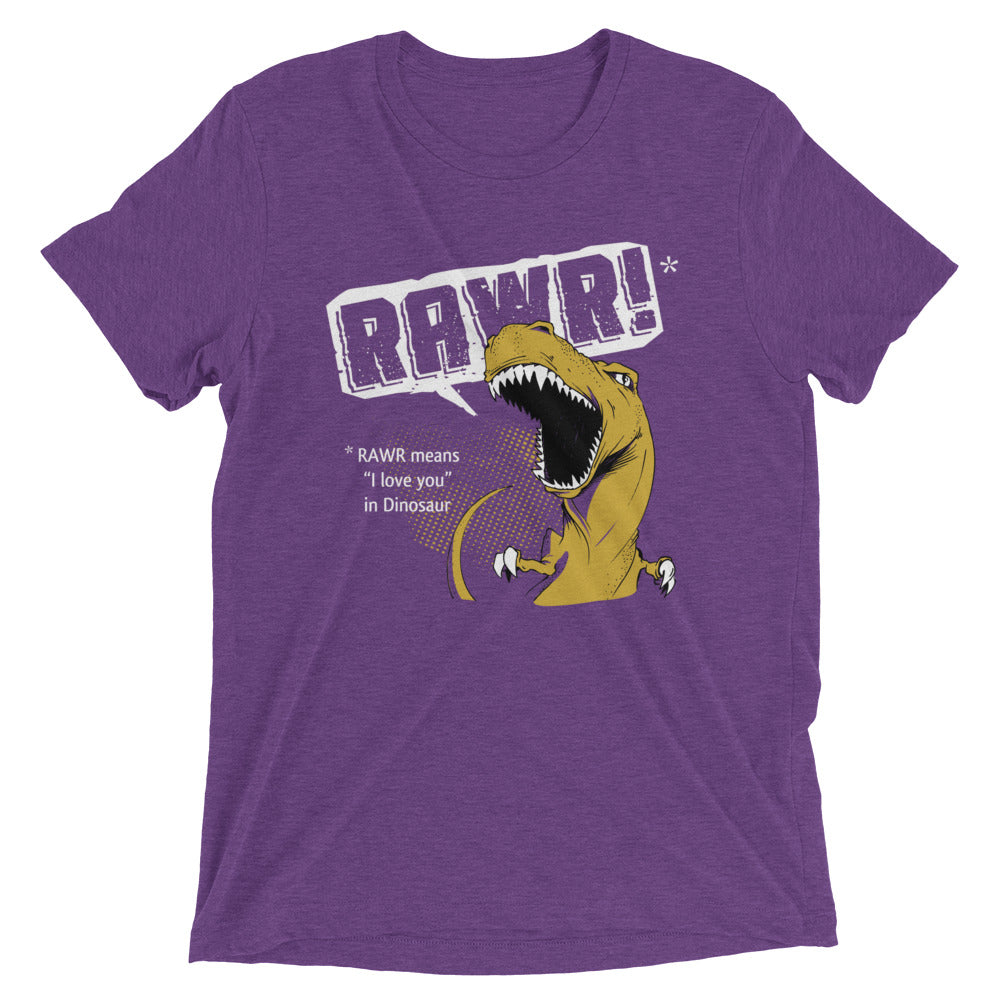 Rawr Means I Love You Men's Tri-Blend Tee Hoodie, Sweatshirt | PureTeeCo.com (Image 3)