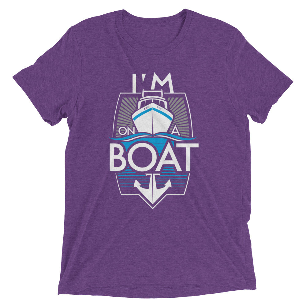 I'm On A Boat Men's Tri-Blend Tee Hoodie, Sweatshirt | PureTeeCo.com (Image 4)