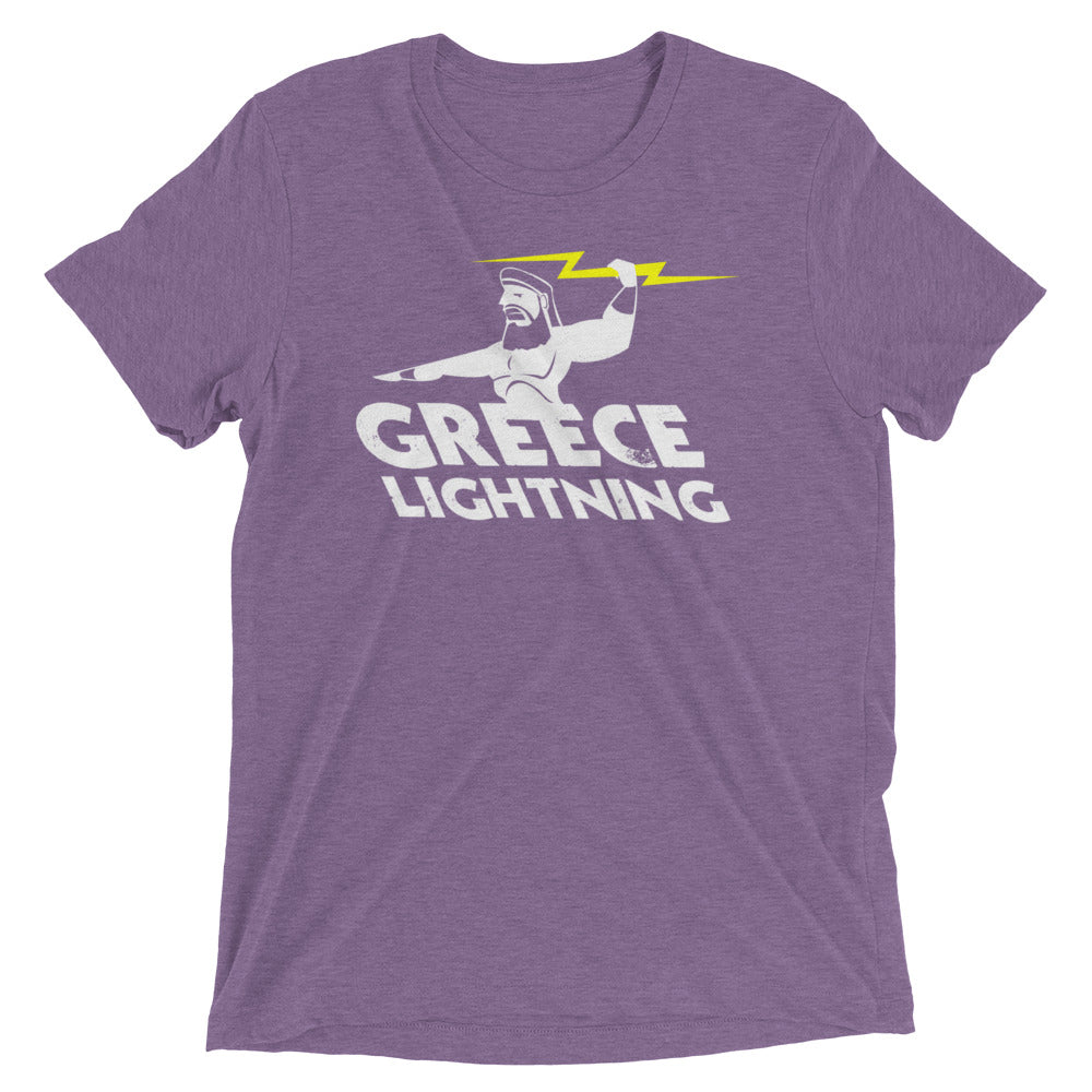 Greece Lightning Men's Tri-Blend Tee Hoodie, Sweatshirt | PureTeeCo.com (Image 4)