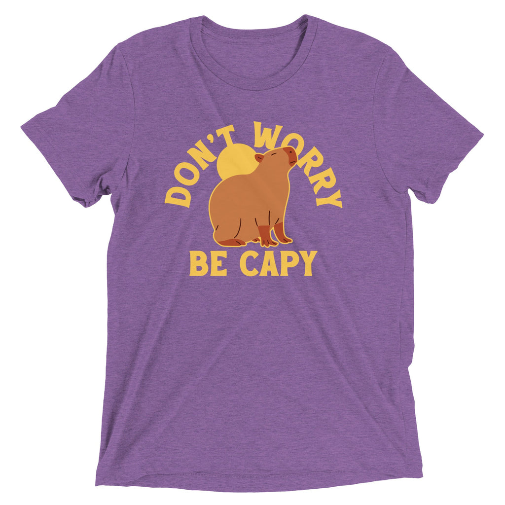 Don't Worry Be Capy Men's Tri-Blend Tee Hoodie, Sweatshirt | PureTeeCo.com (Image 4)