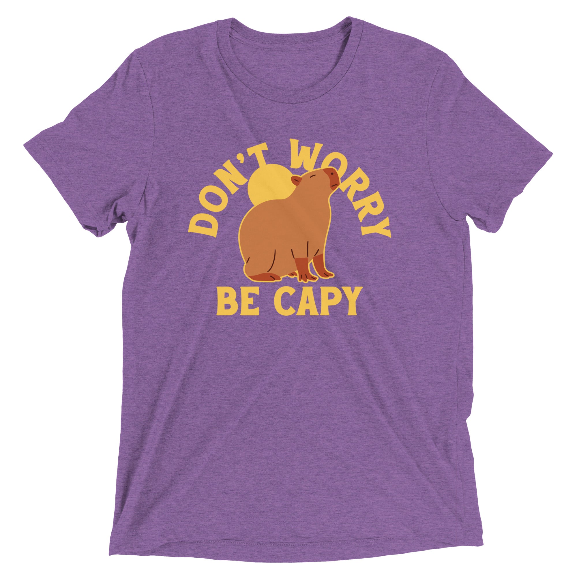 Don't Worry Be Capy Men's Tri-Blend Tee Hoodie, Sweatshirt | PureTeeCo.com (Image 4)