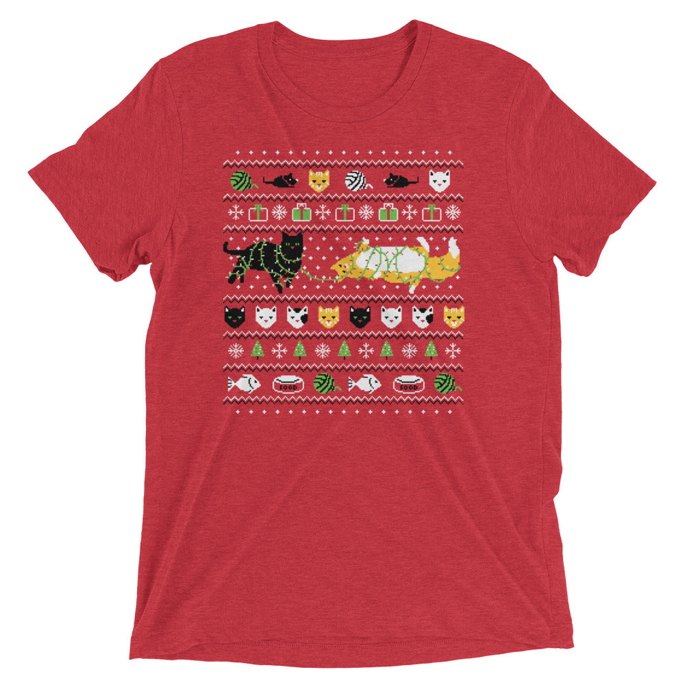 Ugly Cat Sweater Men's Tri-Blend Tee Hoodie, Sweatshirt | PureTeeCo.com (Image 1)