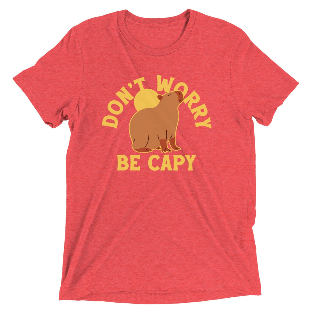 Don't Worry Be Capy Men's Tri-Blend Tee Hoodie, Sweatshirt | PureTeeCo.com (Image 5)