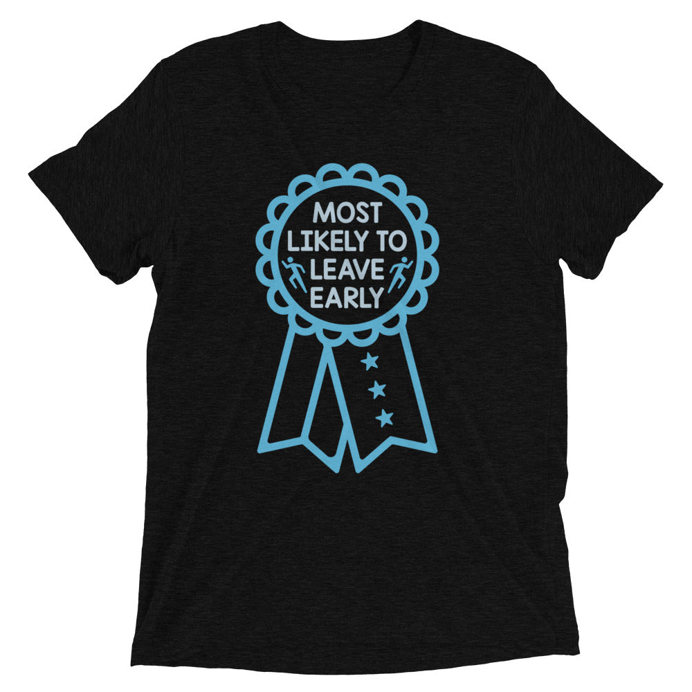 Most Likely To Leave Early Men's Tri-Blend Tee Hoodie, Sweatshirt | PureTeeCo.com (Image 2)