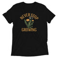 Never Stop Growing Men's Tri-Blend Tee Hoodie, Sweatshirt | PureTeeCo.com (Image 1)