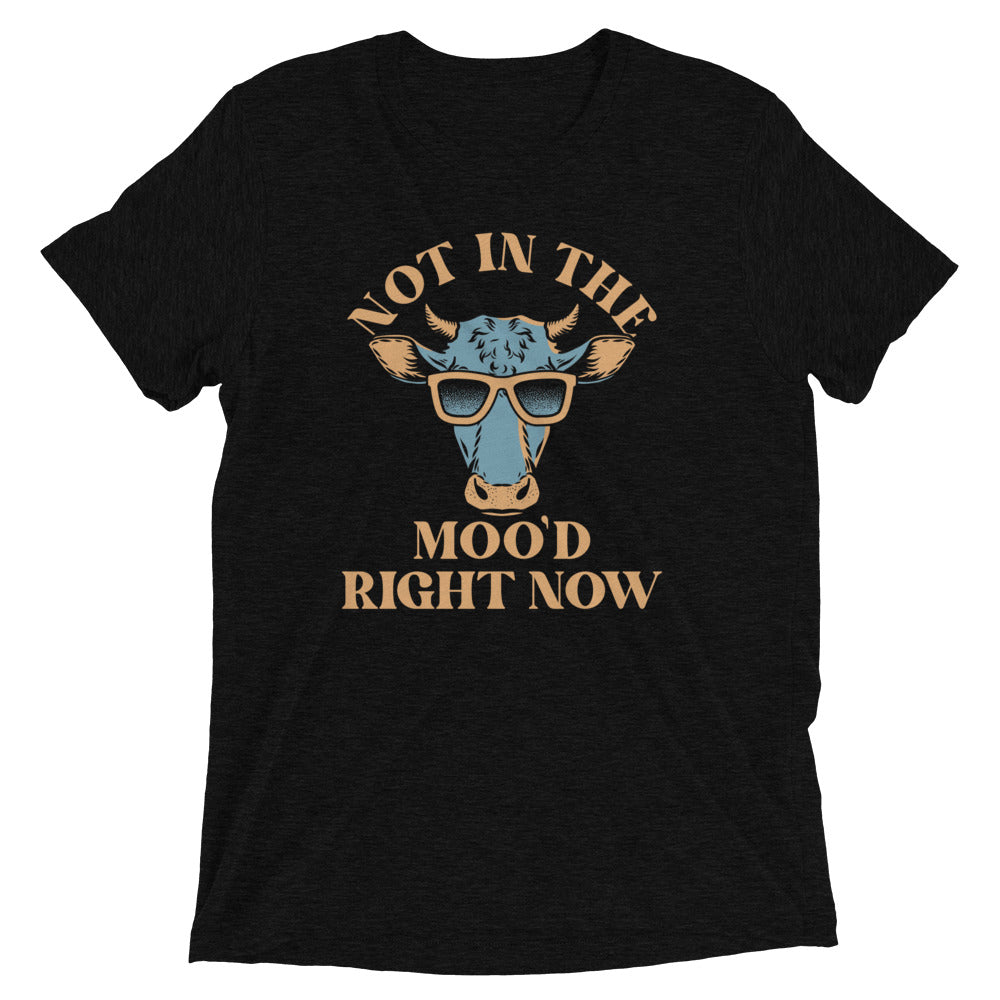 Not In The Moo'd Right Now Men's Tri-Blend Tee Hoodie, Sweatshirt | PureTeeCo.com (Image 2)