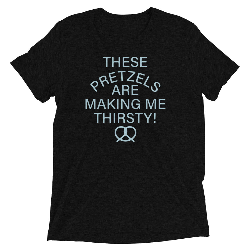 These Pretzels Are Making Me Thirsty! Men's Tri-Blend Tee Hoodie, Sweatshirt | PureTeeCo.com (Image 2)