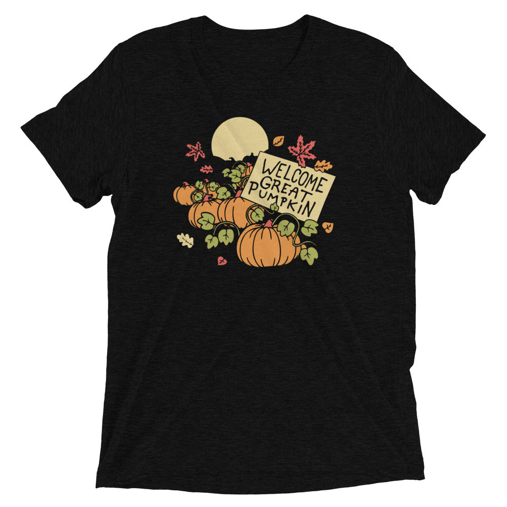 Welcome Great Pumpkin Men's Tri-Blend Tee Hoodie, Sweatshirt | PureTeeCo.com (Image 1)